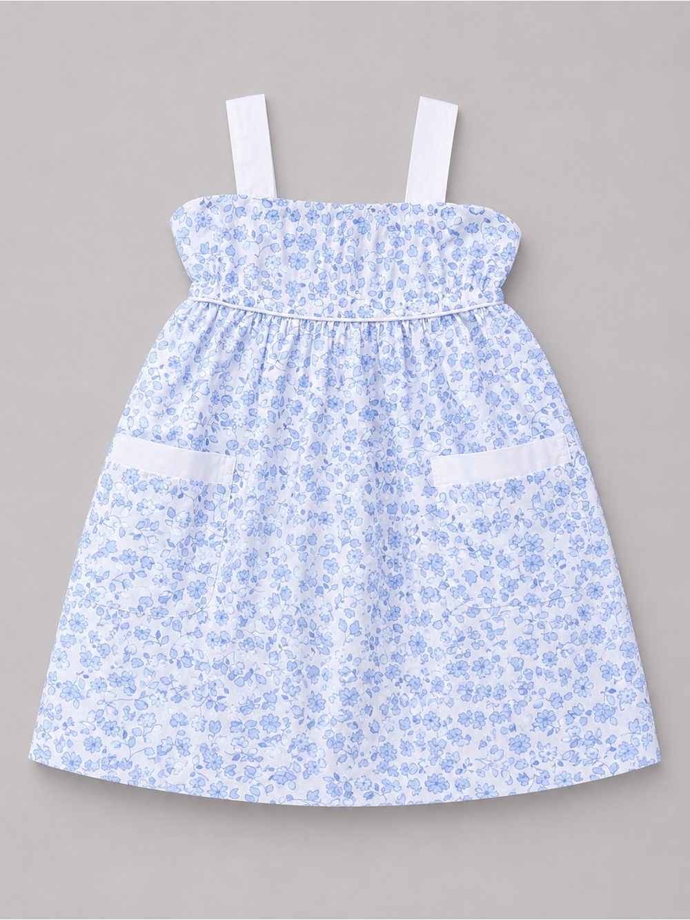 The Beaufort Bonnet Company Blue Floral Dress Girls 3T Cottagecore Summer Spring